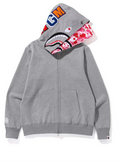 BAPE ABC Camo Shark Wide Fit Full Zip Double Hoodie Gray